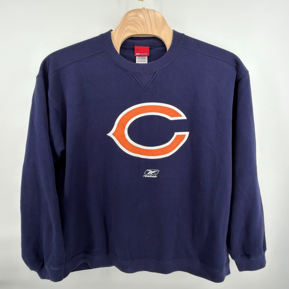 Vintage Reebok Chicago Bears Sweatshirt Crewneck Mens 2XL Navy Blue Y2K NFL